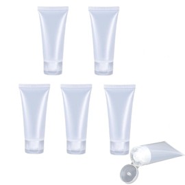 MORICOH Pack of 5 Transparent Refillable Empty Tubes, Sample Containers, Empty Liquid Foundation Tubes for Travel and DIY Projects, DIY Lip Gloss, Balm, Cosmetics (100 ml)