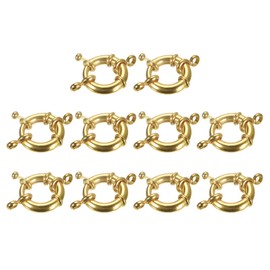 uxcell Spring Ring Clasps, 10Pcs 17mm Brass Round Closed Spring Ring Clasps Connectors for DIY Necklace Bracelets Jewelry Making, Golden Tone