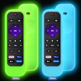 2Pack Climberer Roku Remote Cover for 1st Gen/Pro/Ultra/Express 4K - Buttons 1 & 2 Accessible, Glow-in-The-Dark + Strap