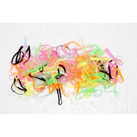 Fok Set Of 20 Pcs Black Color Cotton Rubberbands & 400 Pcs Mix Color TPU Elastic Rubberbands