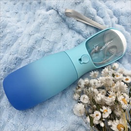 MITOCAPY 2-in-1 Dog Water Bottle Portable, Food Grade Travel Dog Bowls with Dog Food Container, 19Oz Dog Water Bowl Dispenser, Hiking Essentials, Puppy Stuff Dog Accessories Girl Boy (Blue)