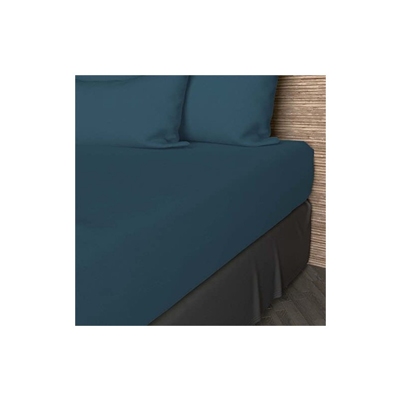 Soleil d'ocre, Fitted Sheet, Cotton 57 Threads, Duck Egg Blue,