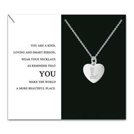 Kraven S925 Initial Necklace Heart Zirconia Pendant Choker, A-Z Silver Charm Necklace for Women Girls Lady Tiny Necklaces Fashion Jewellery (L)