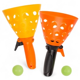 MIJOMA Catch Ball Game with Noctilucent Balls - Plastic Basket Catcher - Indoor and Outdoor Fun for Children and Adults (2 Players)