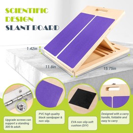 Slant Board for Calf Stretching, Adjustable Portable Wooden Incline Board for Calf Stretcher with Training Poster, 300 Lbs Weight Capacity Calf Stretch Wedge for Leg, Knees, Heel, Ankle & Stretching