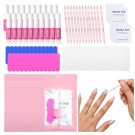 100PCS Press on Nail Tool Kit, Nail Prep Kit with Nail Glue, Adhesive Tabs, Mini Nail File, Acrylic Sticks, Prep Pads for Press on Nail Art Starters Press On Nail Packaging for Salon Business