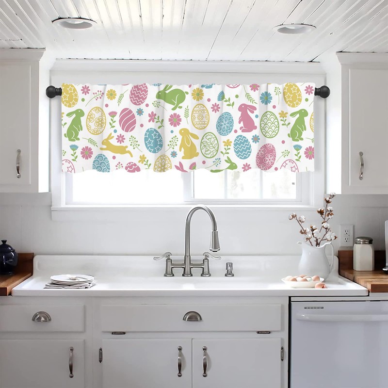 Easter Bunny Valances for Kitchen Bunny Eggs Easter Valance for