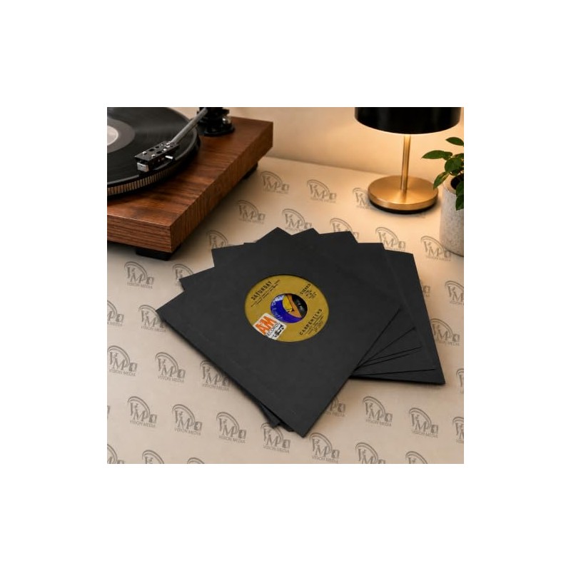 Vision Media® 7'' Black Paper Inners Sleeves - Acid Free