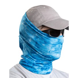 Aqua Design Fishing Hunting Masks Neck Gaiter: Men and Youth UPF 50+ Sun Mask Protection: Camo Face Cover Balaclava Bandana: Royal Ripple size X-Large