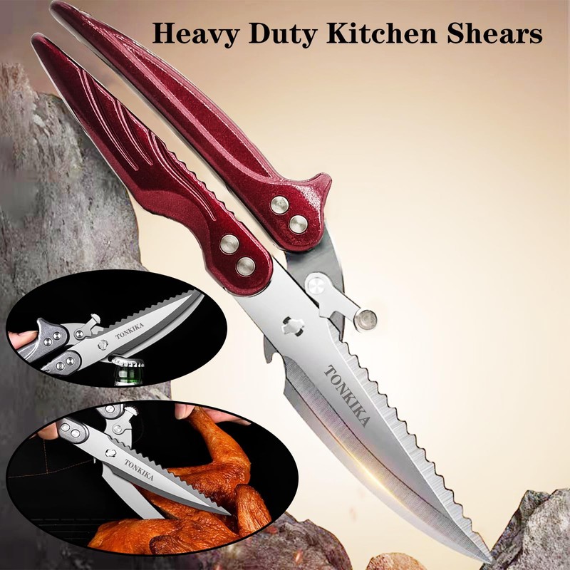 TONKIKA Heavy Duty Poultry Shears, Professional Kitchen Scissors, Kitchen Shears