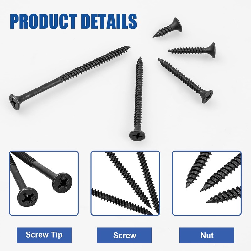 FVOLREM Wood Screws Assortment Kit, 168 PCS, High Hardness Phillips