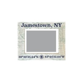 R and R Imports Jamestown New York Souvenir Wooden Photo Frame Compass Coordinates Design Matted to 4 x 6