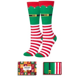 Christmas Gifts Stocking Socks for Teens - Elf Knee High Socks for Boys Girls, Xmas Stocking Stuffers for 10-12 Years