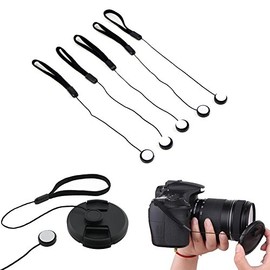 VizGiz 5 Pack Lens Cap Keeper SLR Camera Lens Cap Belt Holder Cover Cord Cable Anti-Lost Lanyard Strip Strap Rope String Universal for DSLR SLR Nikon/Sony/Fuji/Olympus/Panasonic