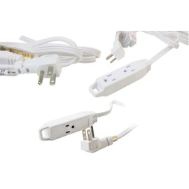 AXIS KIT45505X3 45505 3-Pack 3-Outlet Indoor Extension Cord, 8 feet, White