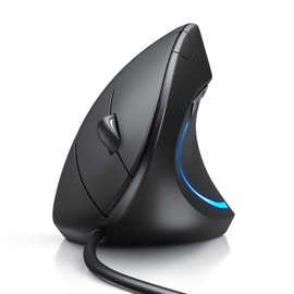 TITANWOLF- Vertical Ergonomic USB Mouse Wired Optical Mouse, Mice with Ergonomic design, 6 Buttons 1600dpi prevention against mouse arm tennis elbow, For Laptop Desktop PC Computer Macbook