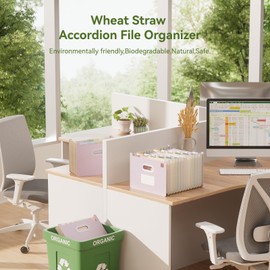 EcoStash 12 Pockets Accordion File Organizer, Wheat Straw File Folders, Upright & Open Top, Monthly Bill Receipt Organizer, 100% BPA Free, Return to Nature, Letter/A4 Size - Lavender Purple