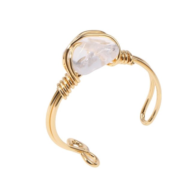 Chakra Crystal Ring Adjustable Gemstone Rings Wire Wrapped Irregular Crystal
