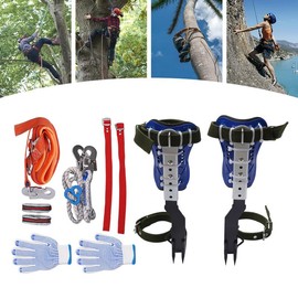 Adjustable Tree Climbing Tool - Complete Set with Iron Spikes and Foot Straps for Vertical Ascents