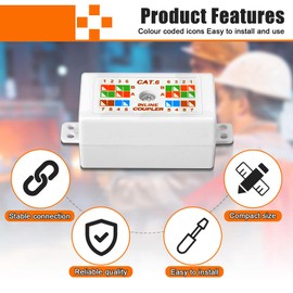 Quevati 2-Pack RJ45 Cat6 Junction Box, High Speed Inline Punchdown Krone Joiner for Cat6/Cat5E/Cat5 Ethernet Network Cables