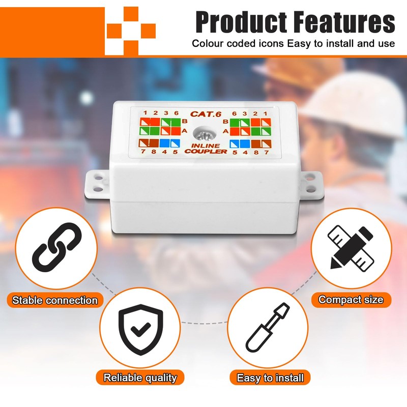Quevati 2-Pack RJ45 Cat6 Junction Box, High Speed Inline Punchdown