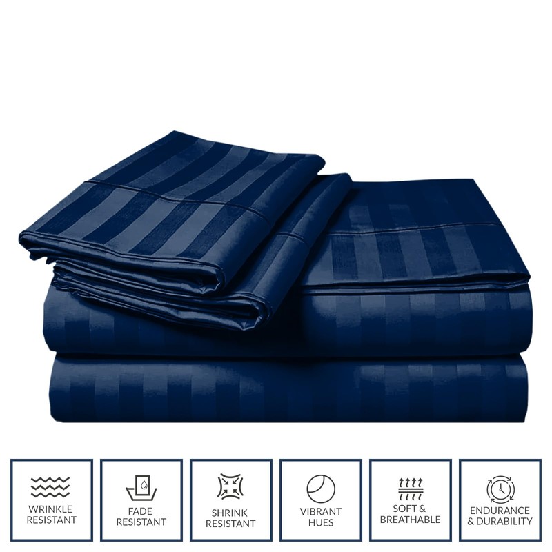 Pamposh Satin Stripe Duvet Cover Set Single Bed Premium Hotel