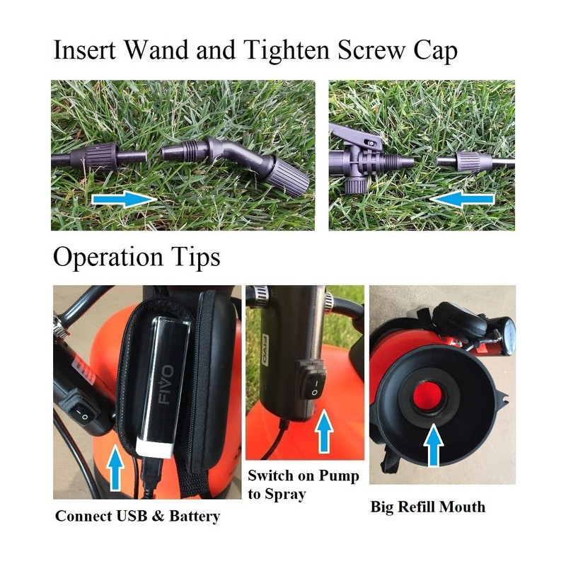 FIVO 1.35 Gallon Battery Powered Sprayer for Yard and Garden