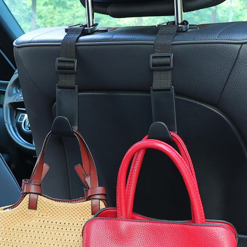 Amooca Headrest Hooks for Car Adjustable 4 Pack Vehicle Seat