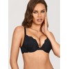 DOBREVA Women's Push Up Bra with Lace Padded Plunge Underwire