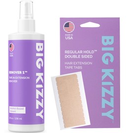 8oz Tape Ins Hair Extension Remover Spray + 72 tabs Double Sided REGULAR Hold Hair Extension Replacement Tape by Big Kizzy, Professional Quality and Easy to use instructions