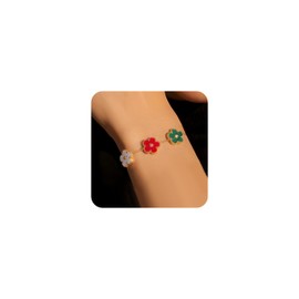 PetPong Clover Bracelets for Women, Gold-Plated Stainless Steel Lucky Bracelet with Colourful Four-Leaf Bracelet, Jewellery Gift for Her