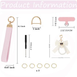 EAQIOIL Wristlet Keychain for Women Wrist Lanyard for Keys Wristlet Strap Keychain Wristlet with D-ring and Cute Bow Keychain