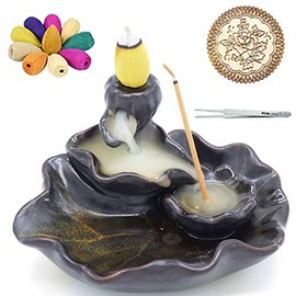 Incense Burner, Ceramic Waterfall Backflow Incense Holder, Home Decor Aromatherapy Ornament