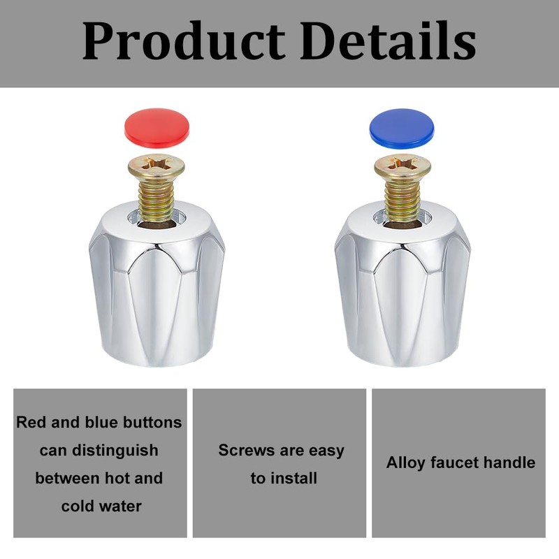 GOMAKERER 4 Sets 2 Colors Alloy Faucet Handles, Hot and