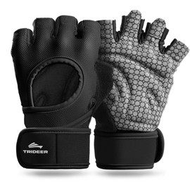 Trideer Weight Lifting Gloves for Women Men with Wrist Support, Workout Gloves Women Full Palm Protection for Gym Training, Fitness, Weightlifting & Pull Ups (Black, Small)