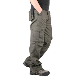 Lilychan Men's Lightweight Cargo Trouser Hiking Pants Army Combat Work Pants Casual Pants with 6 Pocket (38, Army Green)