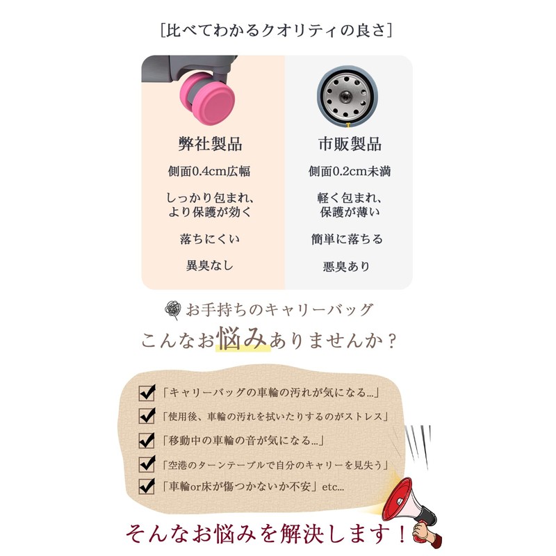 [VERILADY] キャスターカバー 8個セット スーツケース タイヤカバー キャリーケース 車輪カバー シリコン製 防振 汚れにくい