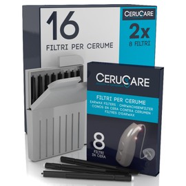 CeruCare Wax Filters for Hearing Aids Quick and Effective Cleaning Protects the Hearing Aid from Moisture and Dust with Resealable Hard Case Diameter 1.3 mm Pack of 16