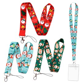 3 Pieces Christmas Lanyards for ID Badges,Teacher Lanyards Office Lanyards with Swivel Hook for Kids Men Women Girls,Seasonal Holiday Neck Keys Lanyards for Id Badge Keychain Gifts
