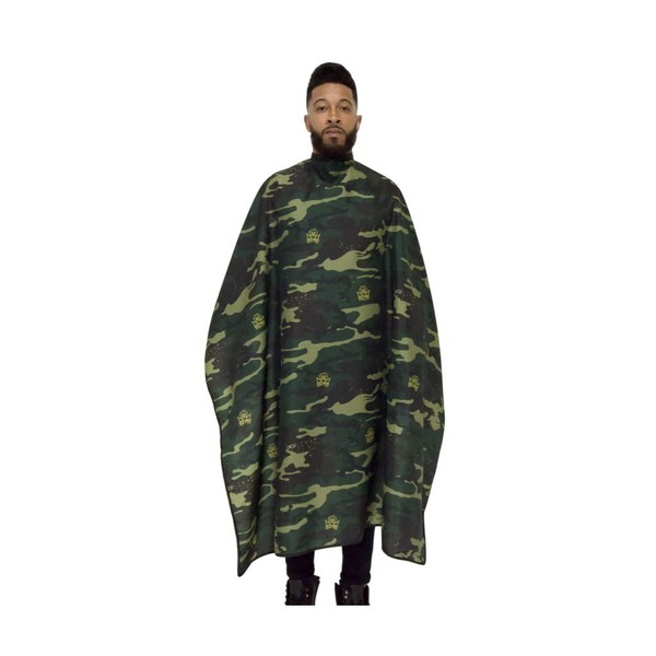 King Midas Camo Barber Cape - Hair Cutting Barber Apron for Barber Shop and Home Salon - Professional Style Hair Cutting, Army Green, Large