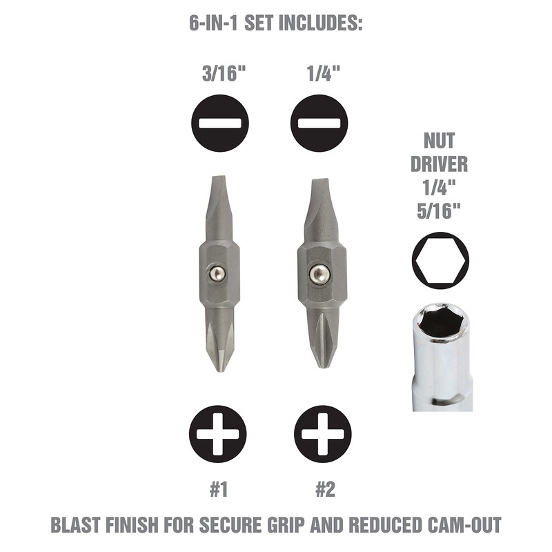 OEMTOOLS 22592 Stubby 6 In 1 Screwdriver with Acetate Handle,