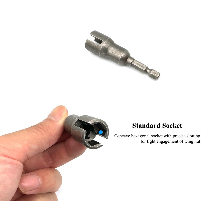 Yoliko 1/4" Wing Nut Driver Wing Nut Drill Bit Socket