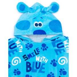 Blue's Clues And You Kids Towel Poncho in Blue | Blue the Puppy Cartoon Bath Towel with 3D Ears For Boys & Girls | Swimming Swimwear Beach Graphic Changing Robe | Cosy Gift for Children