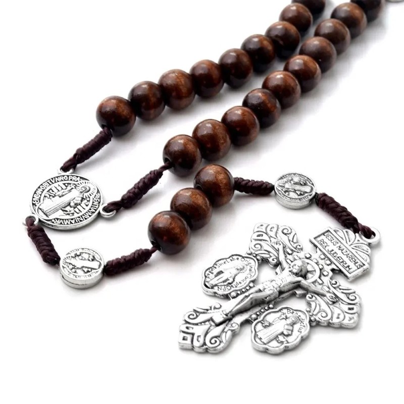 Catholic Town Wooden Rosary – Pardon Crucifix & St. Benedict