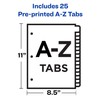 Avery A-Z Dividers for 3 Ring Binders, 25-Tab Set, Pre-Printed
