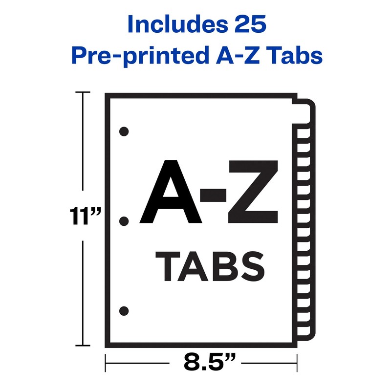 Avery A-Z Dividers for 3 Ring Binders, 25-Tab Set, Pre-Printed