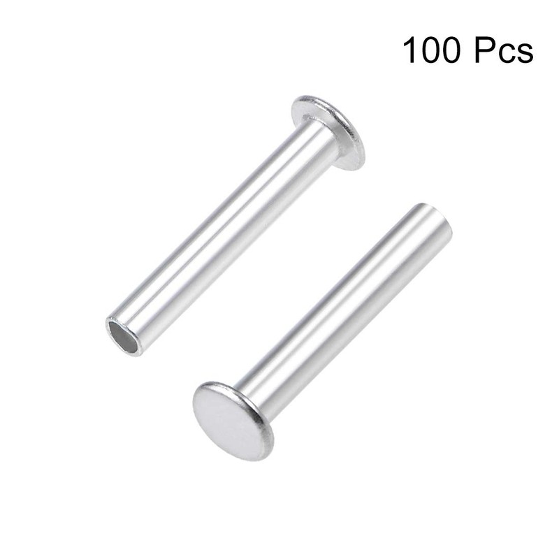 sourcing map 100 Pcs 3mm x 18mm Aluminum Flat Head