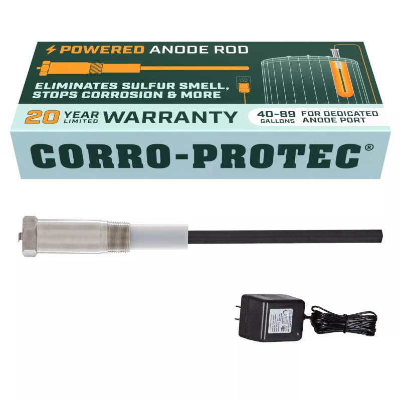 Corro-Protec Powered Anode for Water Heater, 20-Year Warranty + Eliminates