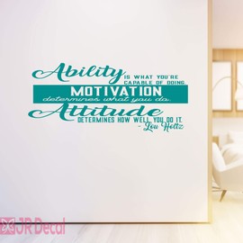 Ability, Motivation, Attitude - quote wall stickers inspirational, Removable DIY Vinyl Wall Decals, Vinyl Wall Art Stickers for Office, gym, school, home