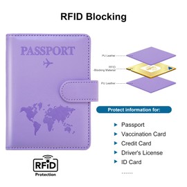 2 Pack Passport Holder，Passport Holder with Card Slots holder，Passport Case,Passport cover for Women and Men，Passport Wallet Travel Essentials and Accessories, PURPLE, Buckle